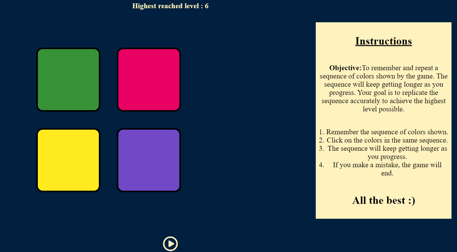 simon game challenge